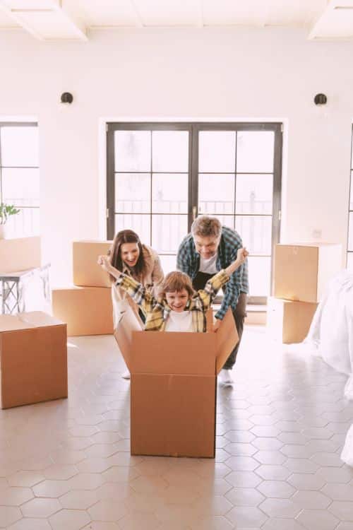 happy family in new home